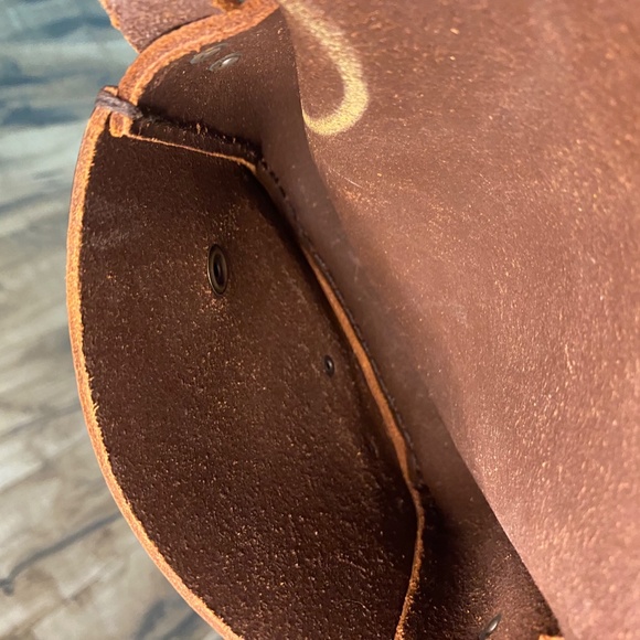 African Handmade Brown Leather Crossbody Bag with Colorful Leather Accent - Picture 3 of 12